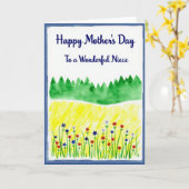 Geschilderde weide Moederdag kaart (Gele Bloem)