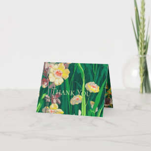 Geschilderde Wilde Bloem Bruiloft Vouw Dankkaart Bedankkaart