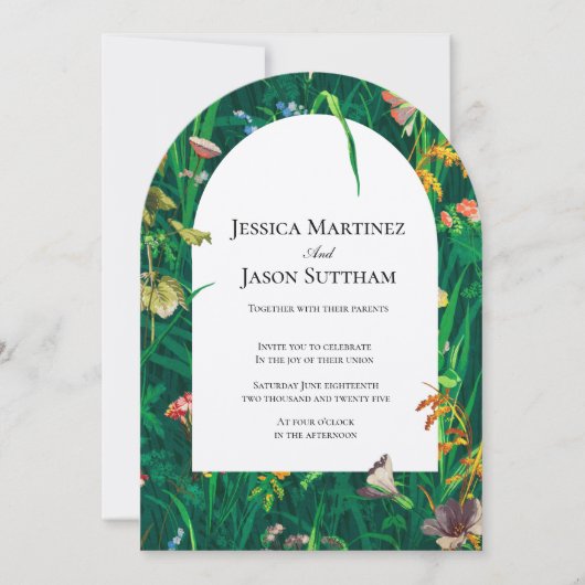 Geschilderde Wildflower Arch Wedding Kaart (Voorkant)