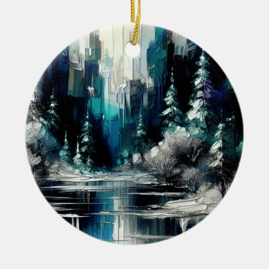 Geschilderde winterstad scène 1006 keramisch ornament (Voorkant)