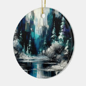 Geschilderde winterstad scène 1006 keramisch ornament (Links)