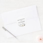 Geschilderde witte bloemen bruiloft ronde sticker (Envelop)