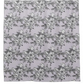 Geschilderde witte rozen op lavendelachtergrond douchegordijn (Voorkant)