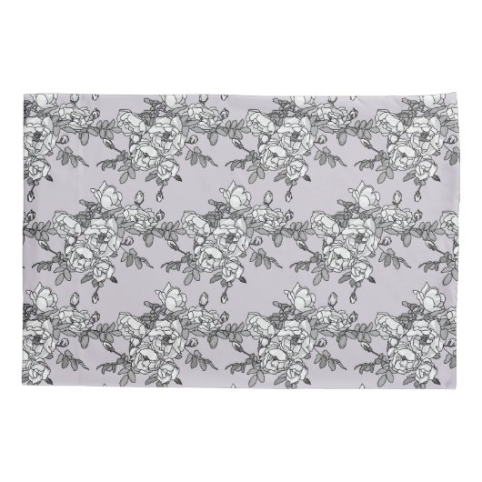 Geschilderde witte rozen op poederroze kussensloop (Achterkant)