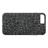 Geschilderde Witte Scrolling Curves op Zwart Case-Mate iPhone Case (Achterkant (Horizontaal))