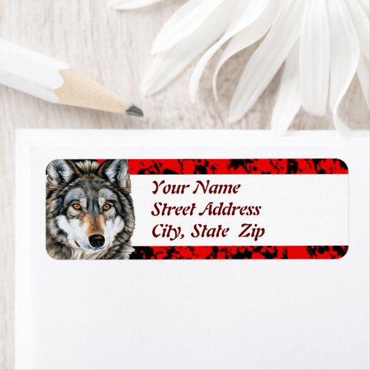 Geschilderde Wolf Adresetiketten Etiket (Insitu)
