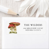 Geschilderde Woodland Mushrooms Retouradres Etiket (Insitu)