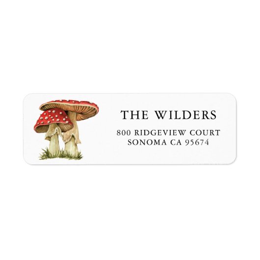 Geschilderde Woodland Mushrooms Retouradres Etiket (Voorkant)