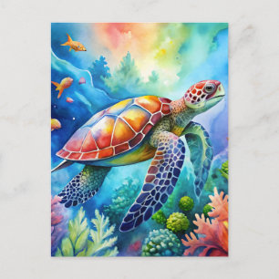 Geschilderde zeeschildpad briefkaart