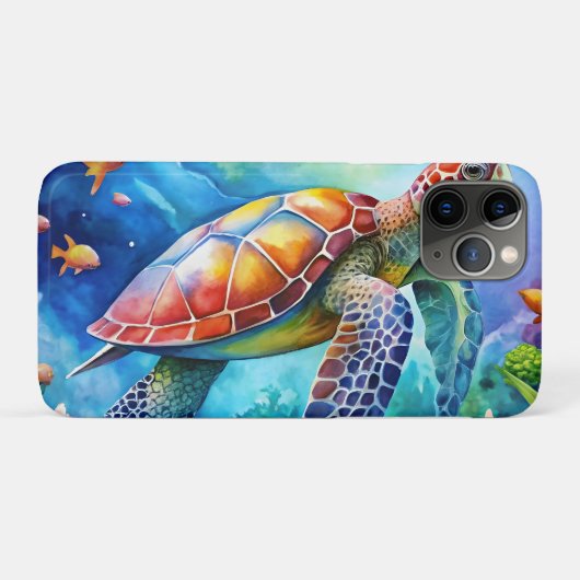 Geschilderde zeeschildpad Case-Mate iPhone case (Achterkant (horizontaal))