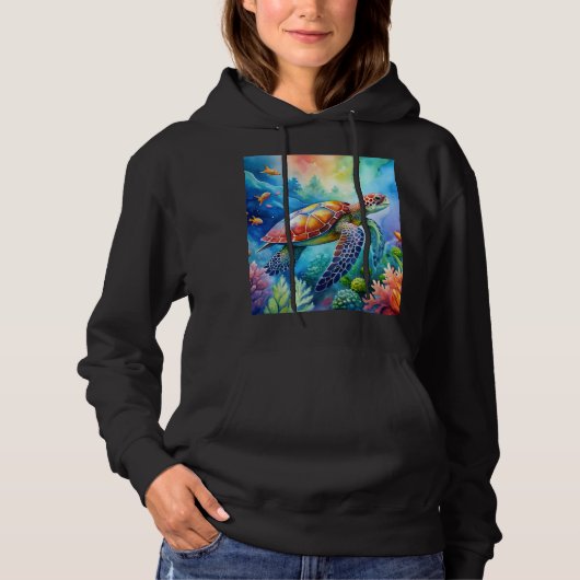 Geschilderde zeeschildpad hoodie (Voorkant)