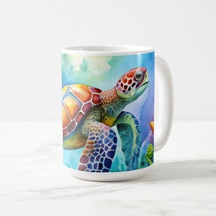 Geschilderde zeeschildpad koffiemok