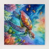 Geschilderde zeeschildpad legpuzzel (Horizontaal)