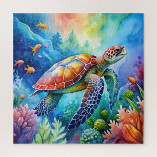 Geschilderde zeeschildpad legpuzzel