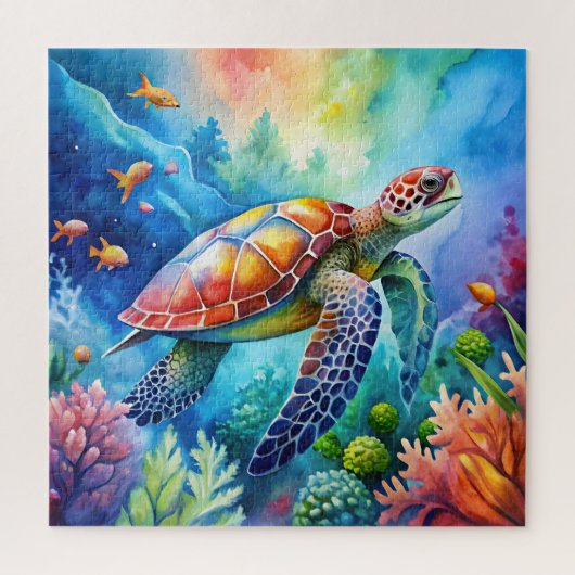 Geschilderde zeeschildpad legpuzzel (Verticaal)
