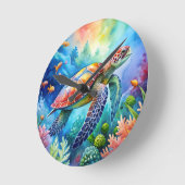 Geschilderde zeeschildpad ronde klok (Hoek)