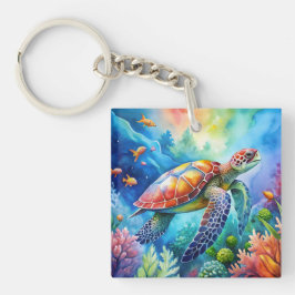 Geschilderde zeeschildpad sleutelhanger