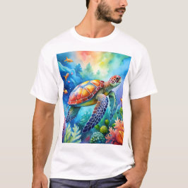 Geschilderde zeeschildpad t-shirt
