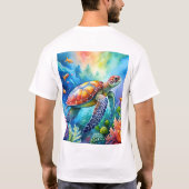 Geschilderde zeeschildpad t-shirt (Achterkant)