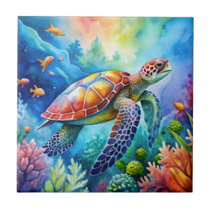 Geschilderde zeeschildpad tegeltje
