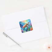 Geschilderde zeeschildpad vierkante sticker (Envelop)