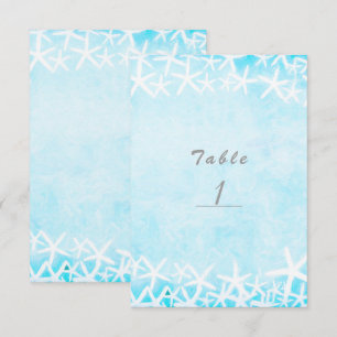 Geschilderde Zeester Aqua Blauwe Feest Tafel Numme Kaart