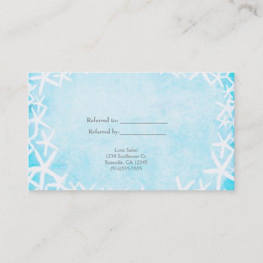 Geschilderde zeester Aqua Blue Beach Verwijs een v Aanbevelingskaartje (Achterkant)