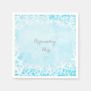 Geschilderde Zeester Aqua Blue Custom Party Servetten