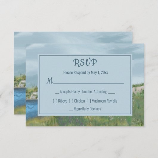 Geschilderde Zeezijde RSVP Kaart (Voorkant / Achterkant)