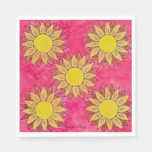 Geschilderde Zonnebloem Bloemen Party servetten