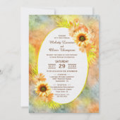  geschilderde zonnebloem bloemenbruiloft kaart (Voorkant)