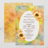  geschilderde zonnebloem bloemenbruiloft kaart (Voorkant / Achterkant)