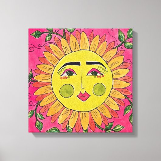 Geschilderde Zonnebloem Bloemenmeisje Canvas Art (Voorkant)