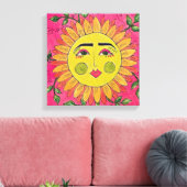 Geschilderde Zonnebloem Bloemenmeisje Canvas Art (Insitu (Woonkamer))