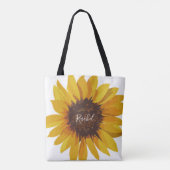 Geschilderde zonnebloem je naam tote bag (Achterkant)
