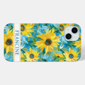 Geschilderde zonnebloem met monogram Case-Mate iPhone case (Achterkant (horizontaal))
