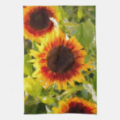 Geschilderde zonnebloem. theedoek (Verticaal)