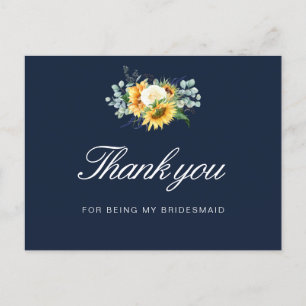 geschilderde zonnebloemen blauwe bruidsmeisje beda uitnodiging briefkaart