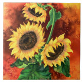 Geschilderde zonnebloemen Tegel Tegeltje (Voorkant)