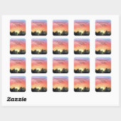 Geschilderde Zonsondergang met inspirerend vers. Vierkante Sticker (Vel)
