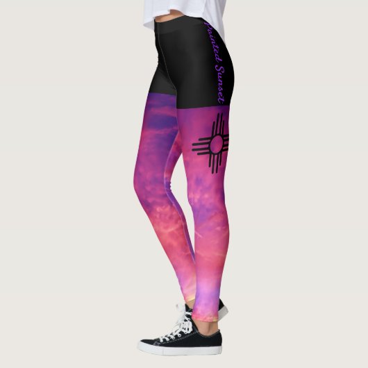 Geschilderde zonsondergang Santa Fe New Mexico Zia Leggings (Links)