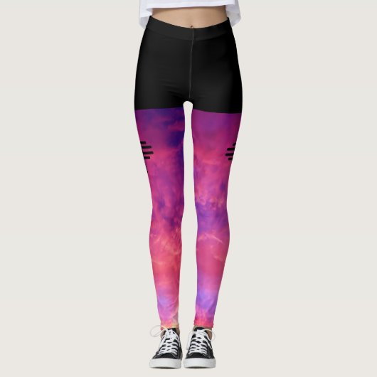 Geschilderde zonsondergang Santa Fe New Mexico Zia Leggings (Voorkant)