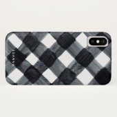 Geschilderde zwarte en witte buffelplaat en naam Case-Mate iPhone case (Achterkant (horizontaal))