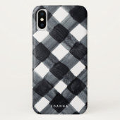 Geschilderde zwarte en witte buffelplaat en naam Case-Mate iPhone case (Achterkant)