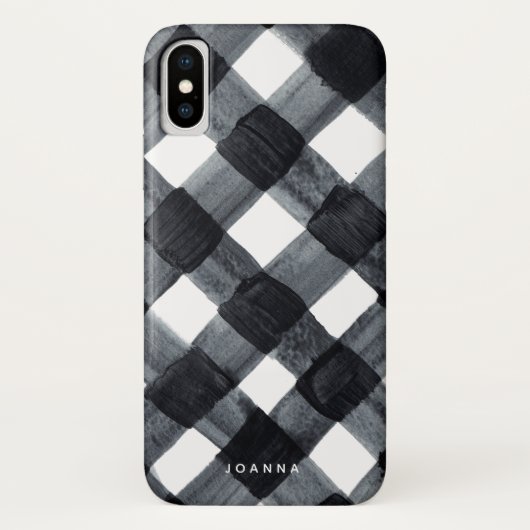 Geschilderde zwarte en witte buffelplaat en naam Case-Mate iPhone case (Achterkant)