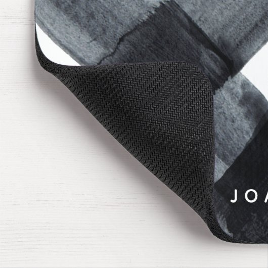 Geschilderde zwarte en witte buffelplaat en naam muismat (Hoek)