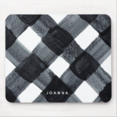 Geschilderde zwarte en witte buffelplaat en naam muismat (Voorkant)