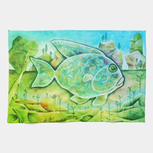 Geschirrtuch mit fantastischem Fisch Theedoek (Horizontaal)