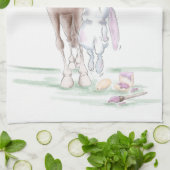 Geschirrtuch mit Osterbild, Pferd und Osterhase Theedoek (Gevouwen)