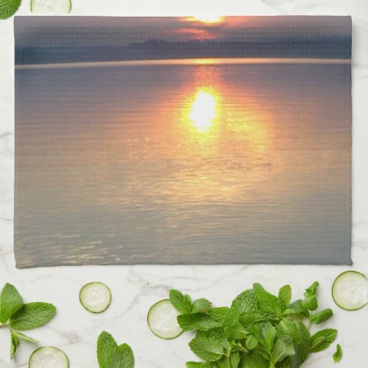 Geschirrtuch Sonnenuntergang am see Theedoek (Gevouwen)